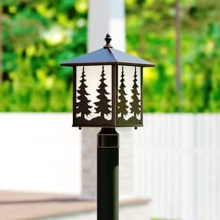 Yosemite 1L Bronze Rustic Outdoor Tree Post Light White Glass - 8-in W x 14-in H x 8-in D