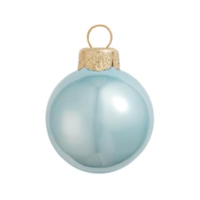 12ct Sky Blue Pearl Glass Christmas Ball Ornaments 2.75" (70mm)