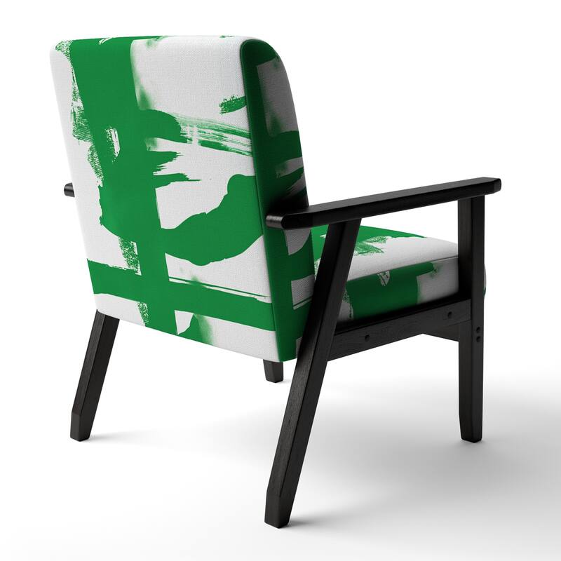 Designart "Black & White Crossing Paths I" Upholstered Abstract Accent Chair - Modern Arm Chair For Bedroom