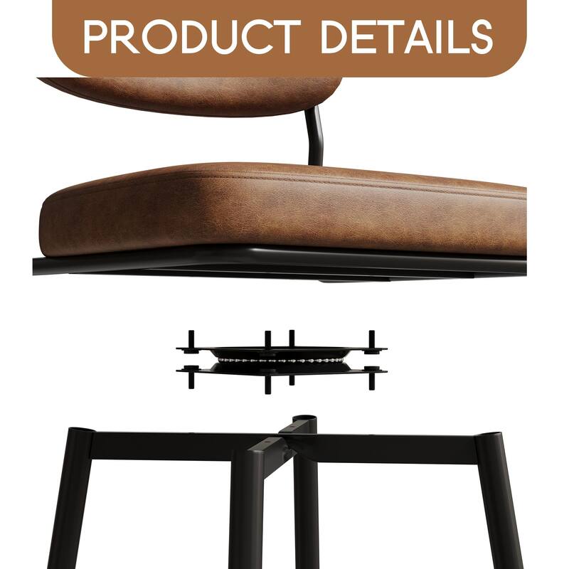 360 ° Rotating Bar Chair Bar Stool bar stools set of 2 piece set with leather cushions and iron brackets, home kitchens