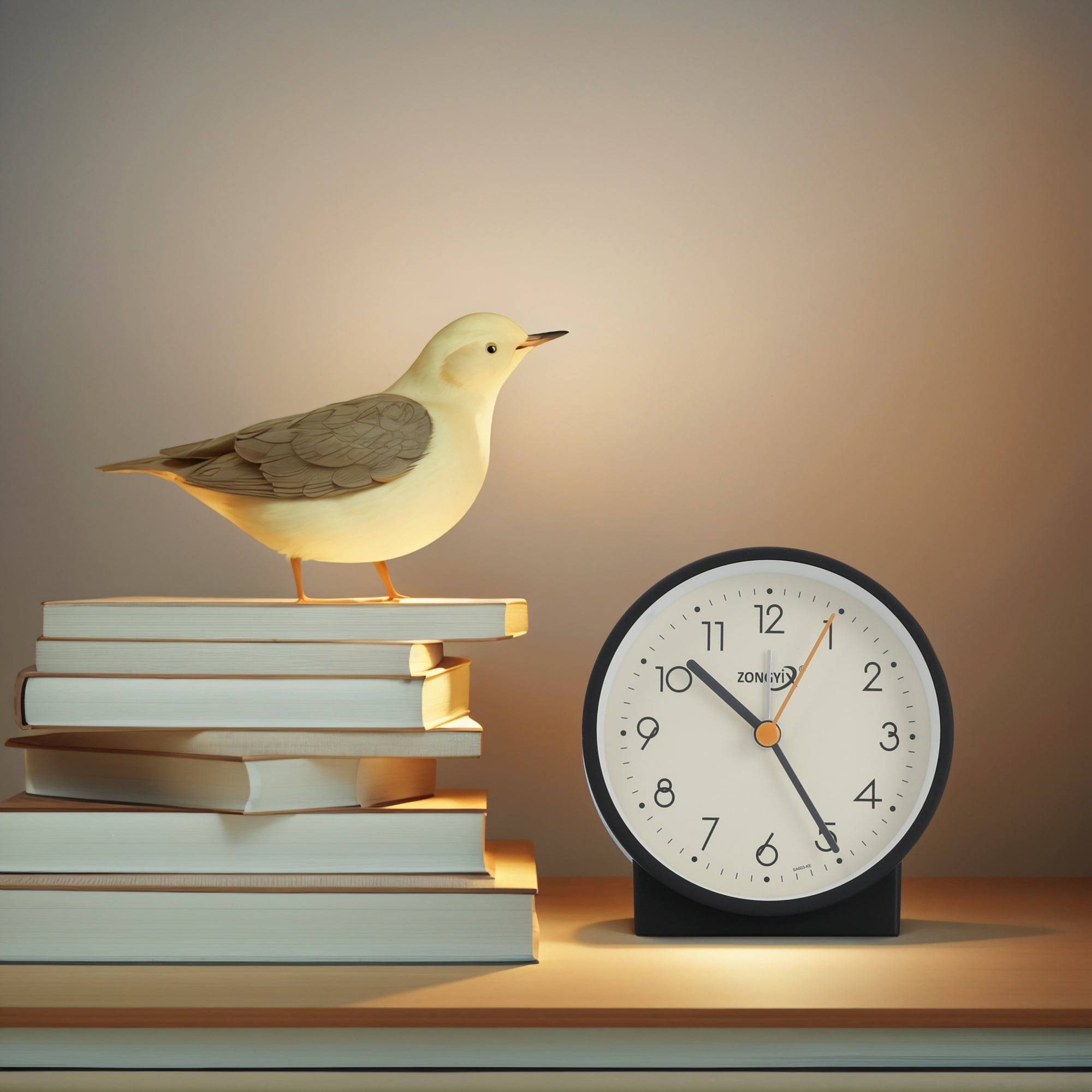 Vintage Alarm Clock, Simple Circular Design, with Geometric Base, Ideal for Bedroom Nightstand - 3.6"L x 2.2"W x 3.7"H