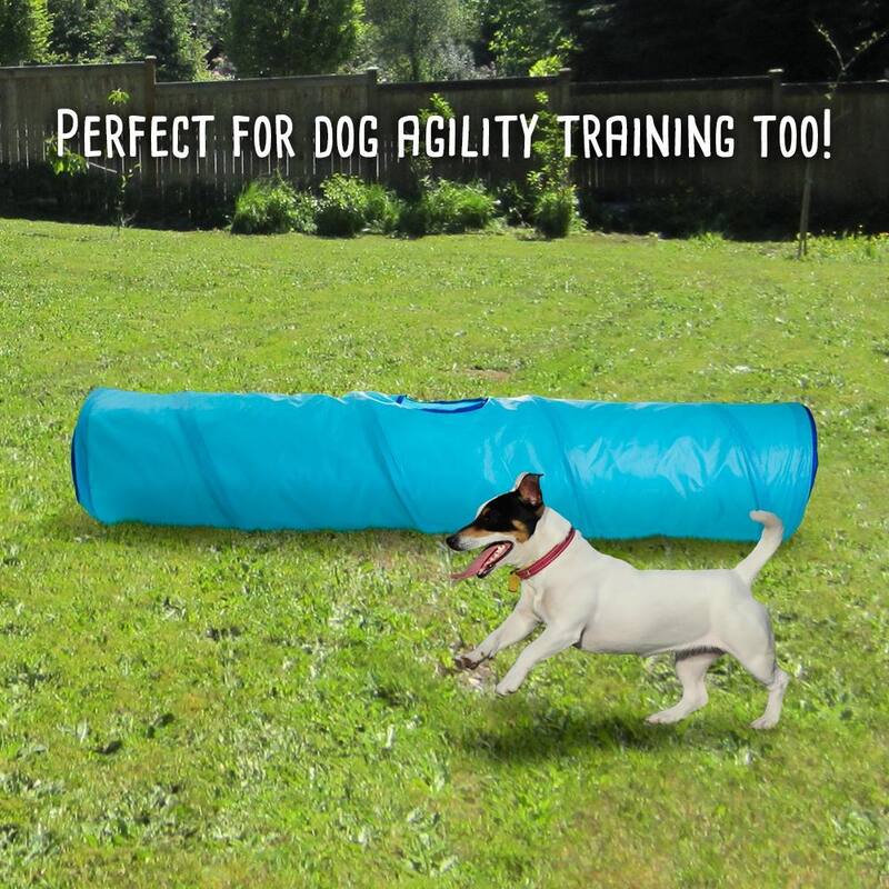 52" Blue Krinkle Cat Tunnel with Peek Hole and Storage Bag