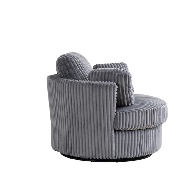 Corduroy 360° Swivel Barrel Chair with 4 Pillows and 400lb Weight Capacity