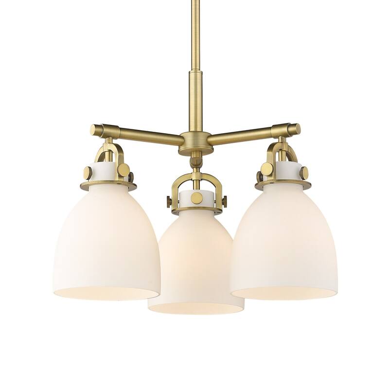 Innovations Lighting 410-3CR-16-20 Newton Bell Pendant Newton Bell 3 - Brushed Brass / Matte White