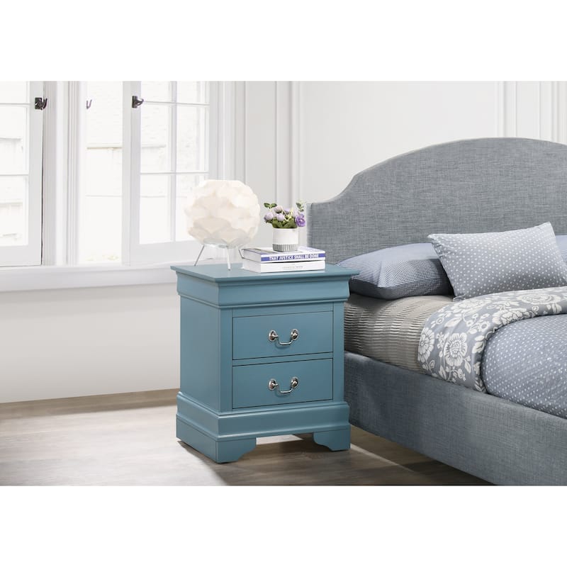 Compact Teal Nightstand with Two Drawers - Teal