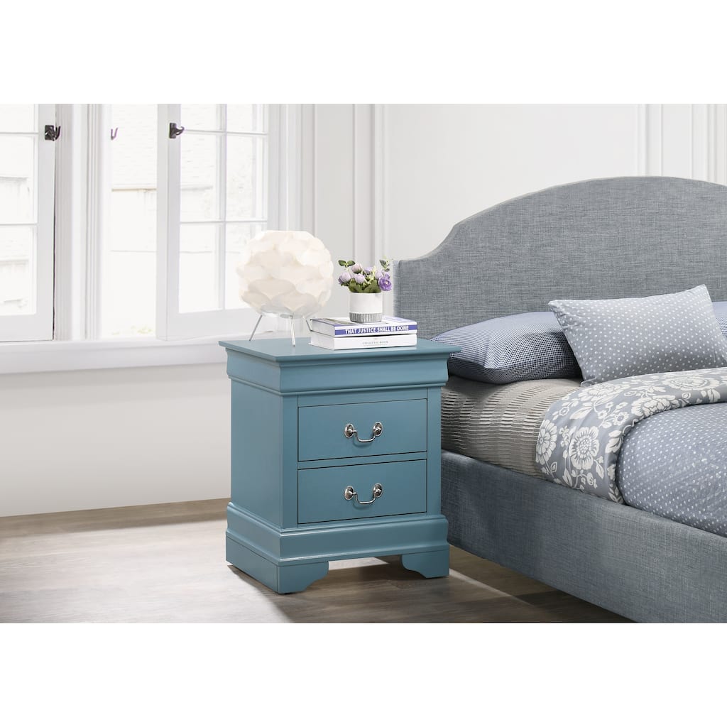 Compact Teal Nightstand with Two Drawers
