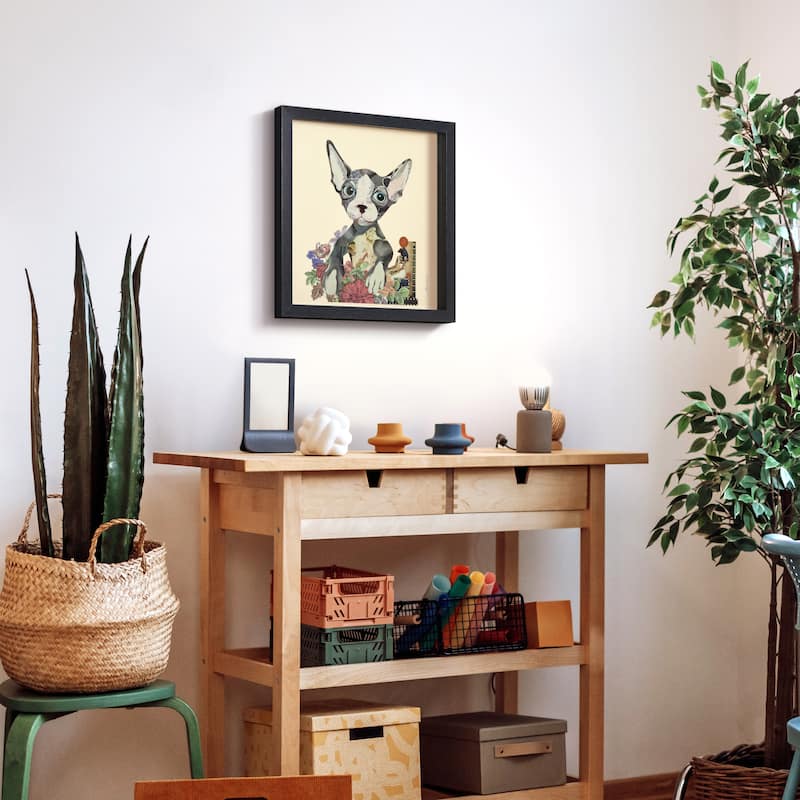 Empire Art "Sphynx" Alex Zeng's dimensional collage, under glass & a black shadow box frame