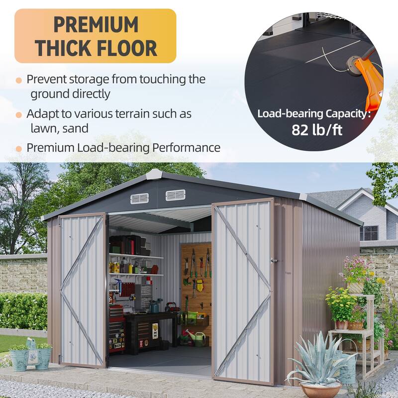 AOXUN Outdoor Storage Shed with Lockable Doors and Air Vents for Garden