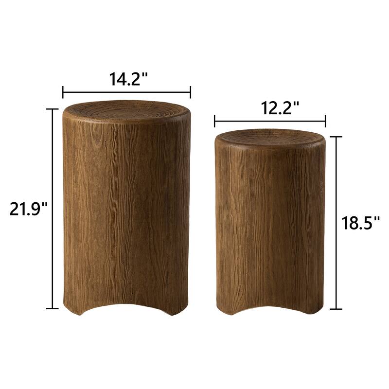 COSIEST Outdoor Concrete Side Tables (Set of 2)