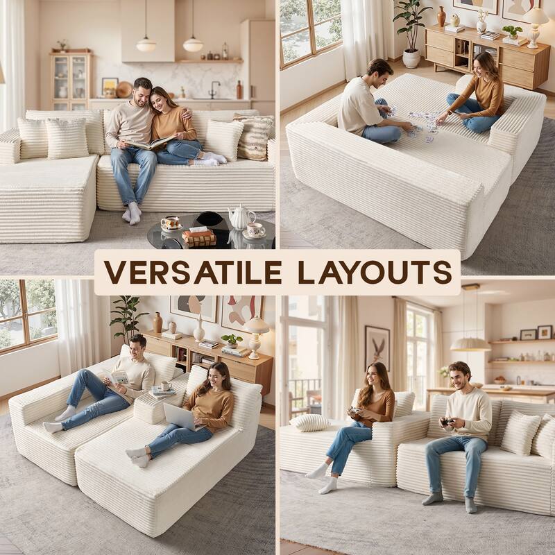 OVIOS All-Foam Plush L-Shaped Sofa​