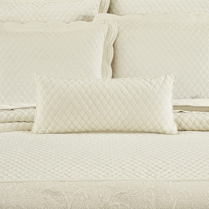 Marissa Winter White Quilted Boudoir Decorative Throw Pillow