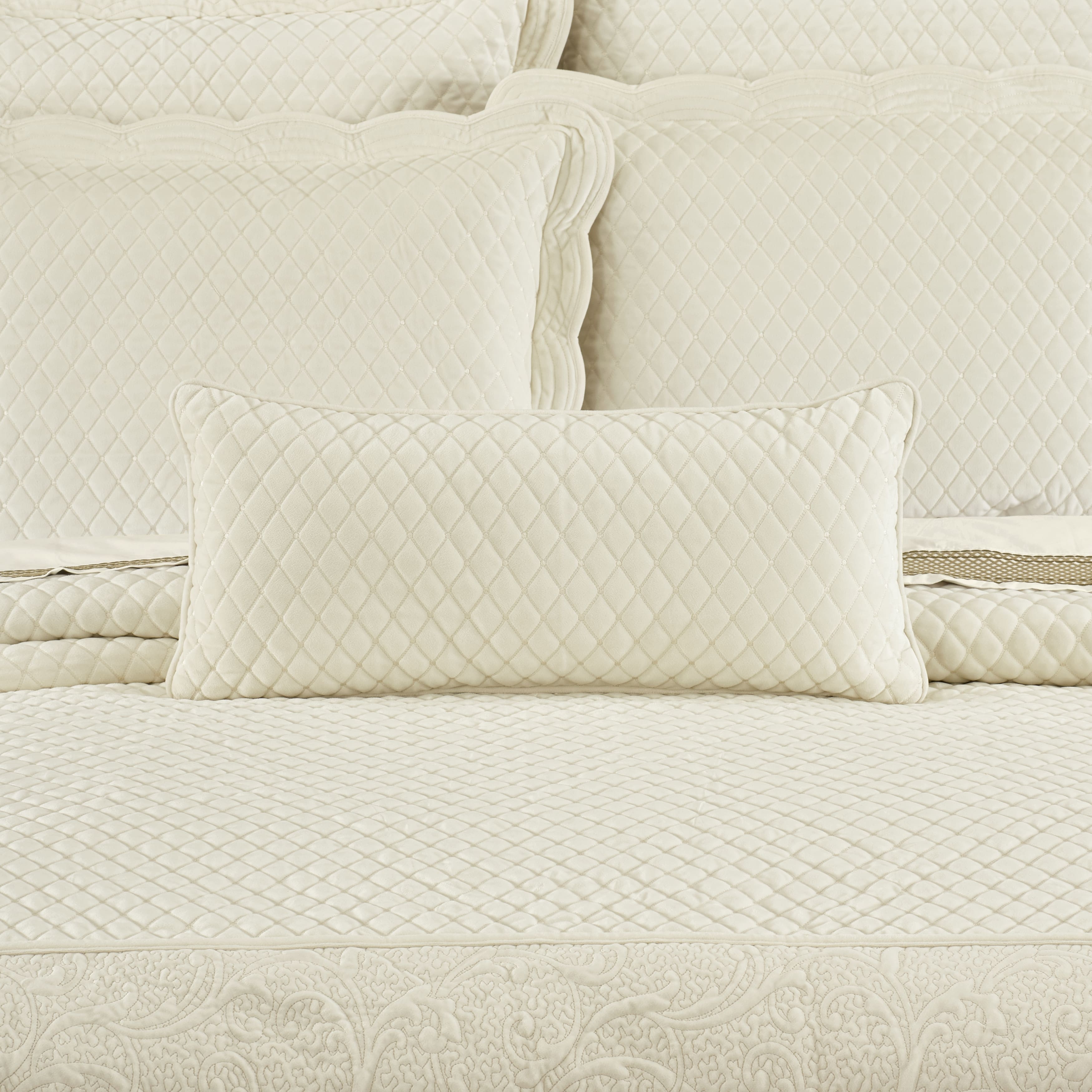 Marissa Winter White Quilted Boudoir Decorative Throw Pillow Bed Bath