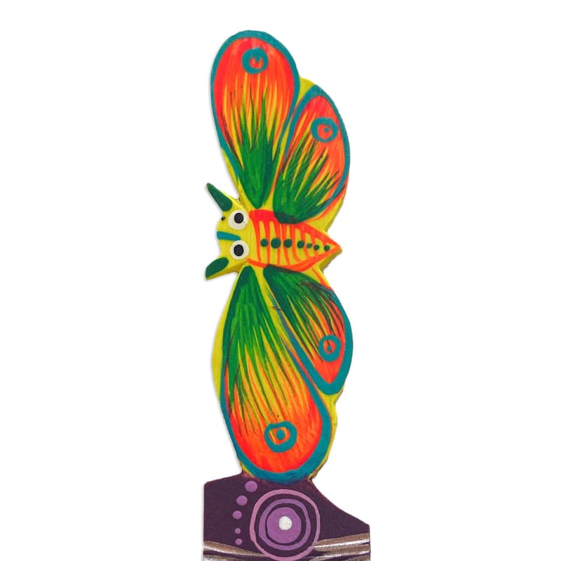 Novica Handmade Reading Butterfly Wood Bookmark