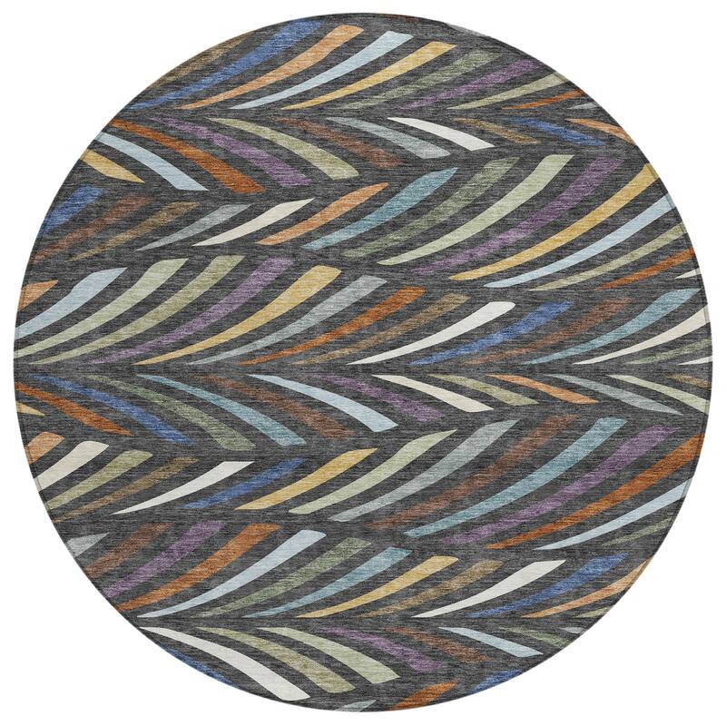 Machine Washable Indoor/ Outdoor Modern Feather Chantille Rug