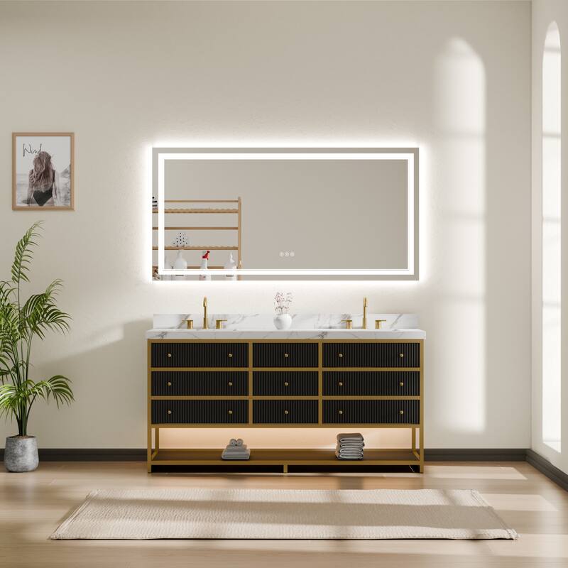 Modland Frameless LED Bathroom Mirror Backlit and Front Light Dimmable