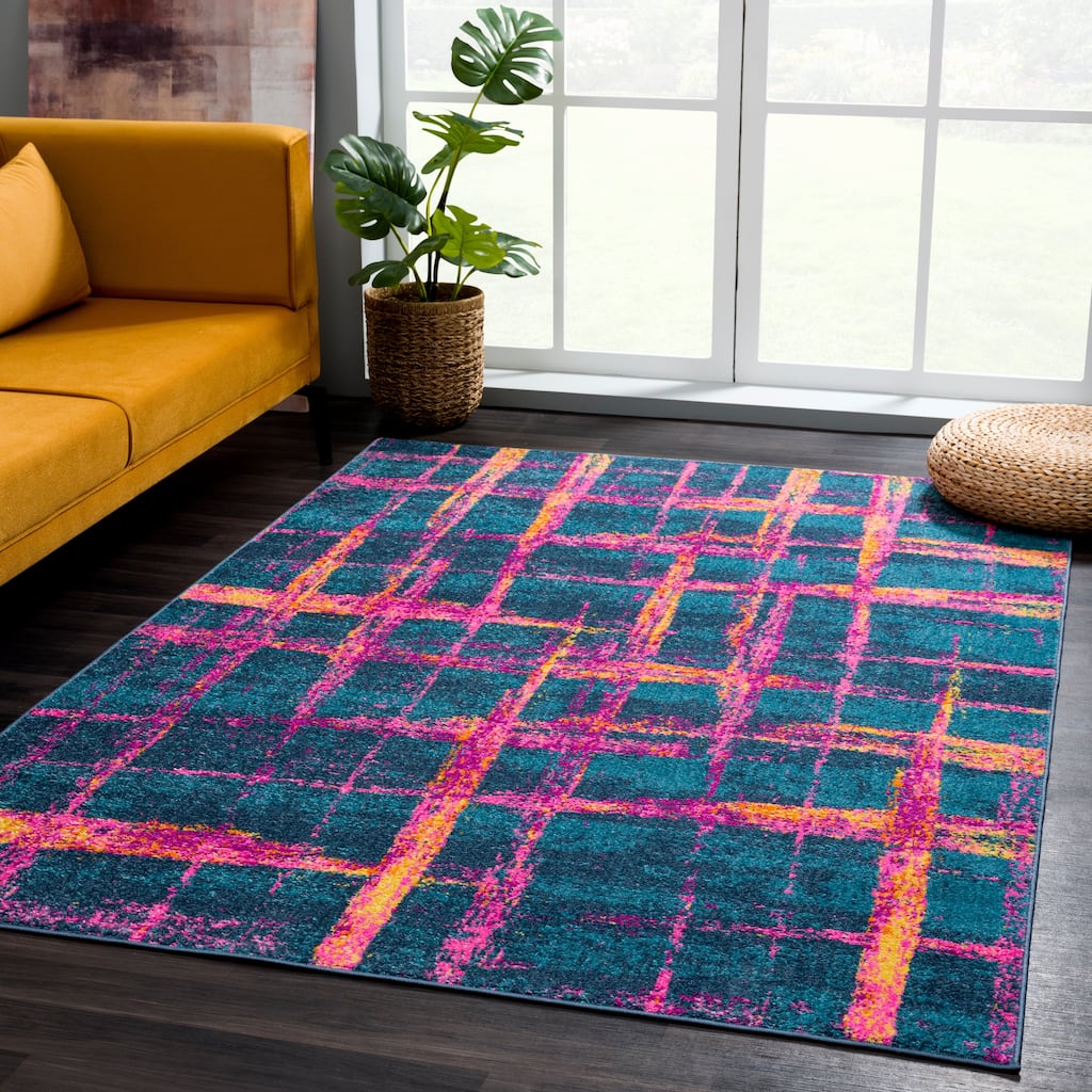 Abani Malibu MAL160A Modern Multicolor Stripes Area Rug