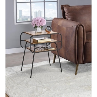 Visual Reference: Industrial Style End Table With 2 Open Shelves