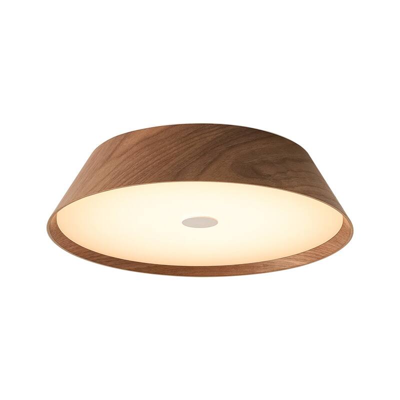 Scandinavian Wood Style Dimmable LED Flush Mount Ceiling Light 13.2in
