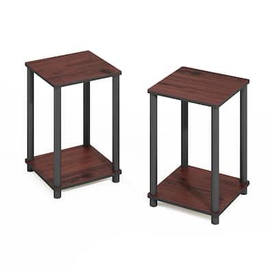 19.6 in. Tall Dark Cherry/Black Wood 2-Shelf Bookcase