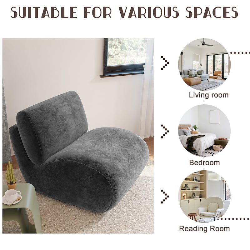 33'' W Swivel Armless Sponge Filling Bean Bag Accent Chair Lounger