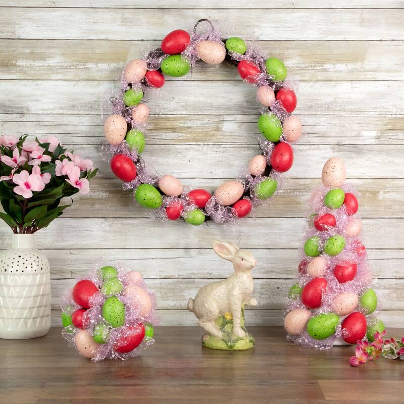 3-Piece Speckled Easter Egg Tree, Ball and Wreath Set