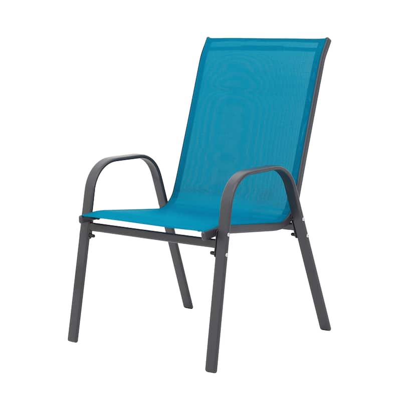 4 Piece Patio Chairs, Outdoor Camping Chairs with Breathable Textilene Fabric, Set of 2 Garden Chairs with Armrest High Backrest