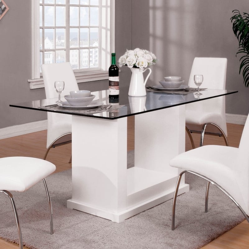 Furniture of America Jem 59" Contemporary White Wood Dining Table - White