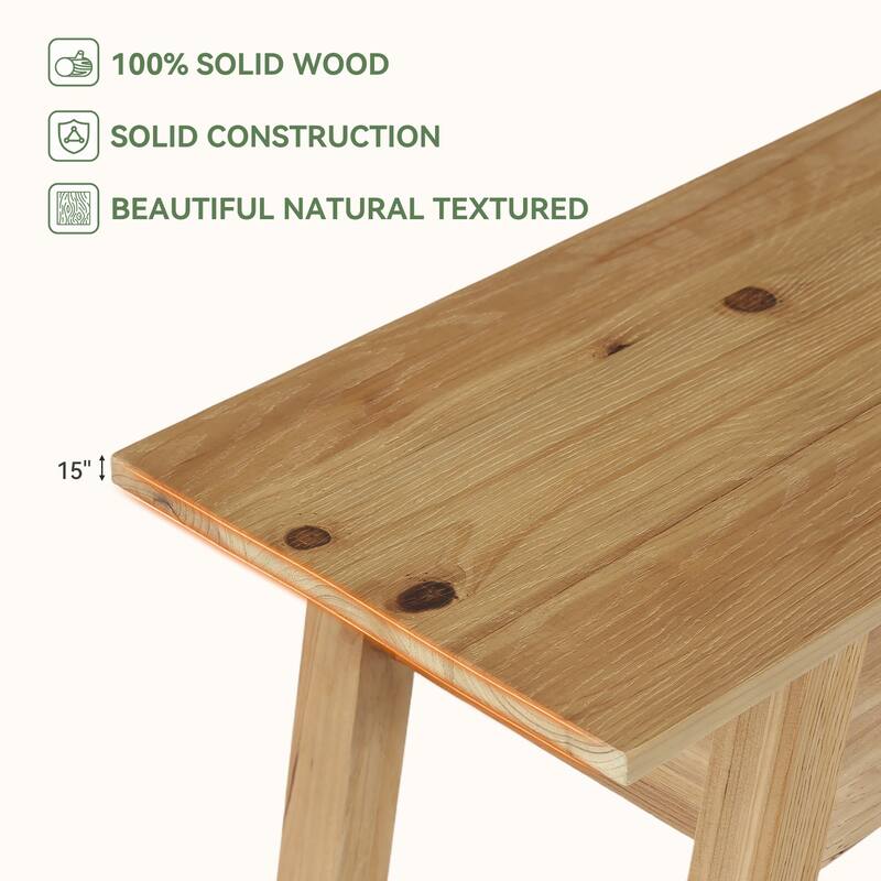 2-Tier Solid Wood Entryway Table with 2 Drawers