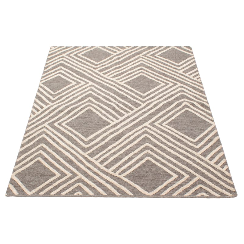 ECARPETGALLERY Hand-knotted Tangier Dark Grey Wool Rug - 5'5 x 7'5