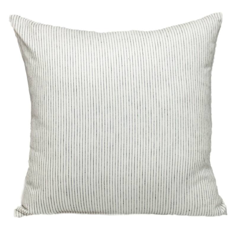 Striped Woven Cotton Throw Pillow - 20" - White and Gray