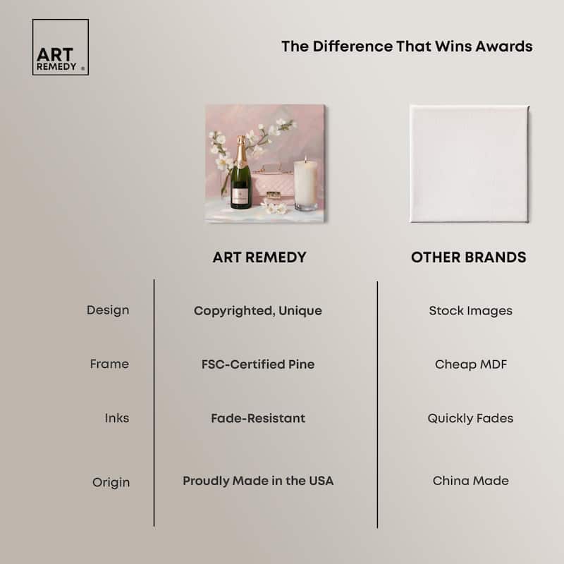 Pink Purse Champagne and Candle Canvas by Art Remedy, Gallery Wrapped