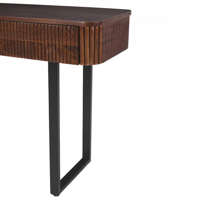 Solid Wood Entryway Table with Fluted Design