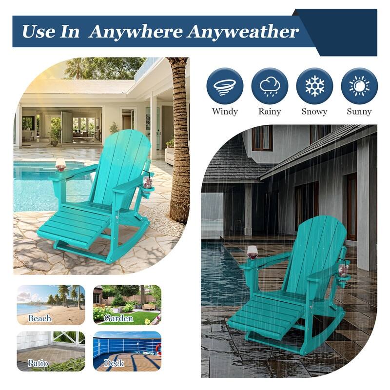 Foldable Outdoor Rocking Chair – Removable Wheels, Ergonomic & Weatherproof