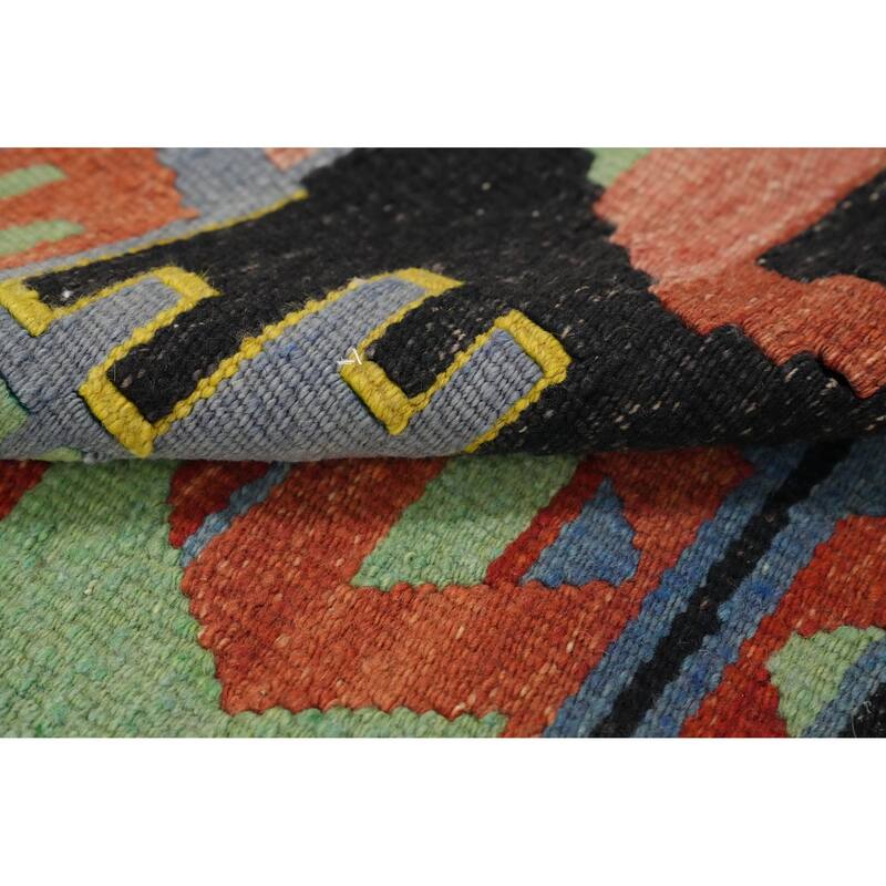 Hand Woven Oriental 100% Wool Carpet Southwestern Tribal Multi-Colored Kilim Area Rug - 10' 3'' X 5' 3''