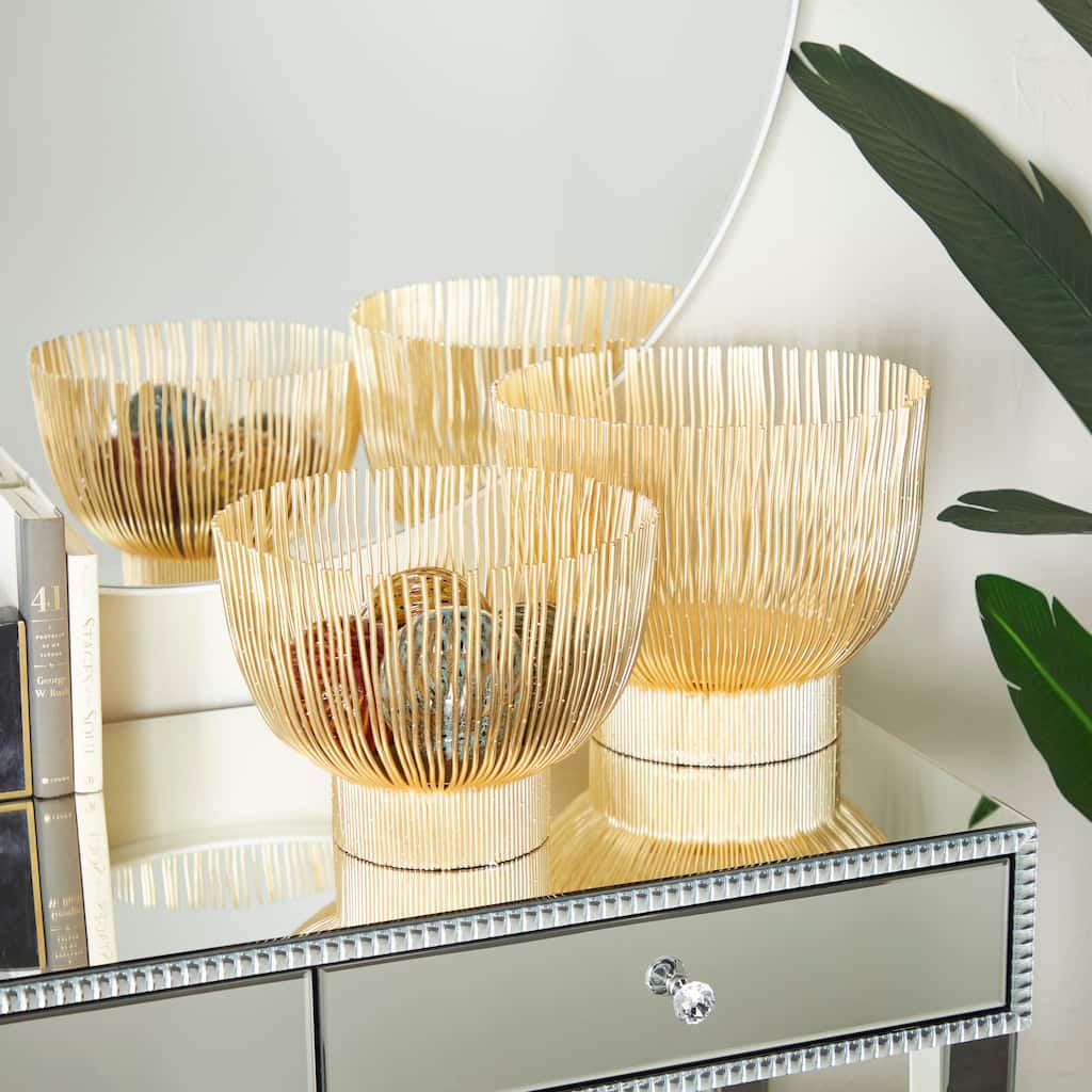 Gold Metal Decorative Bowl Decorative Bowl (Set of 2) - 14 x 11 and 13 x 10