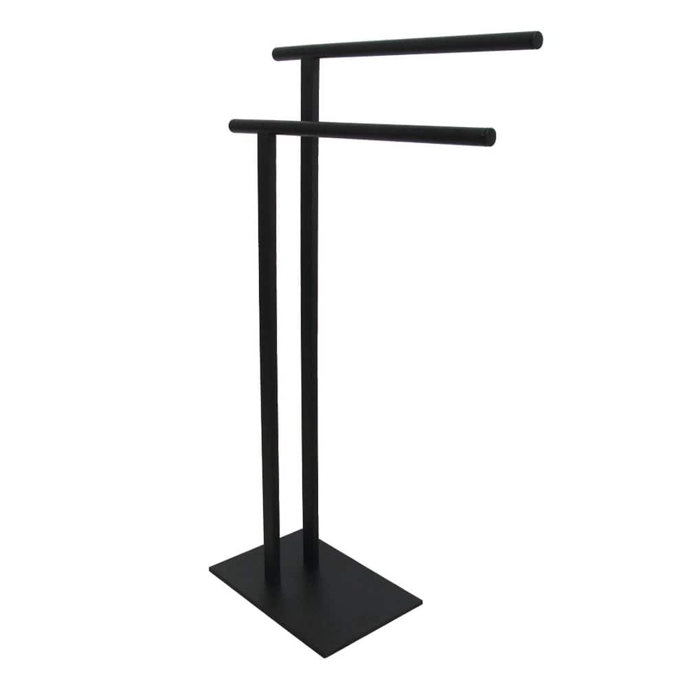 Edenscape Double L Shape Pedestal Towel Holder in Matte Black