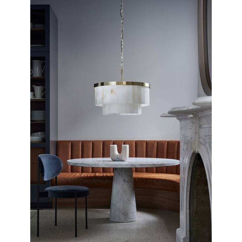 Beacon Lighting Elora 9 Light Round Pendant with Jade Stone - Brass