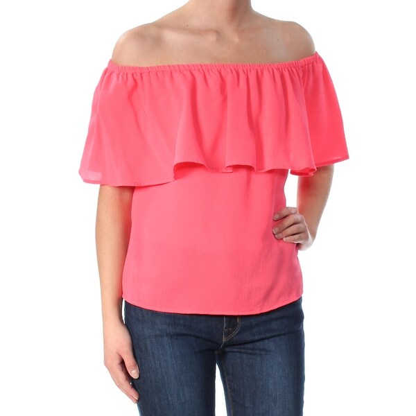 BAR III Womens Pink Sleeveless Off Shoulder Top Size: XS