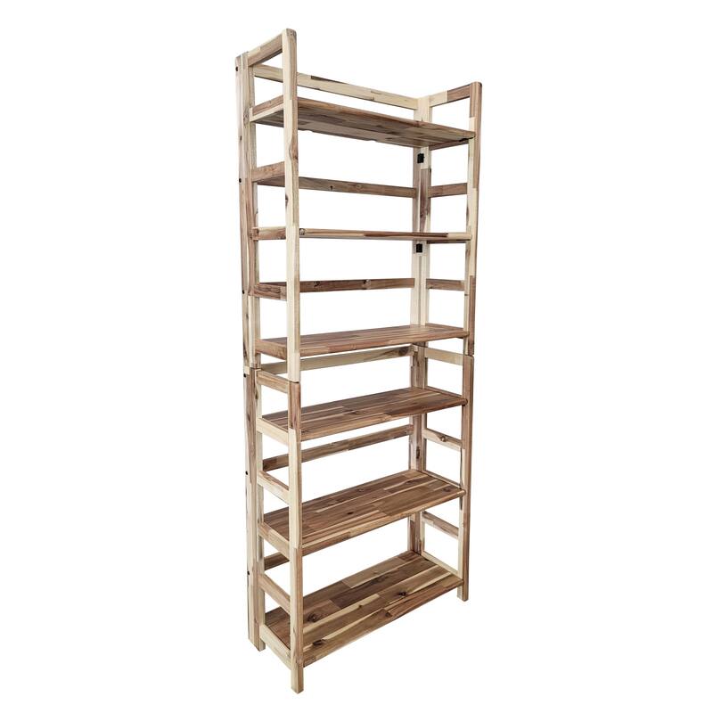 Solid Acacia 3 Shelf Folding Bookcase in Mahogany