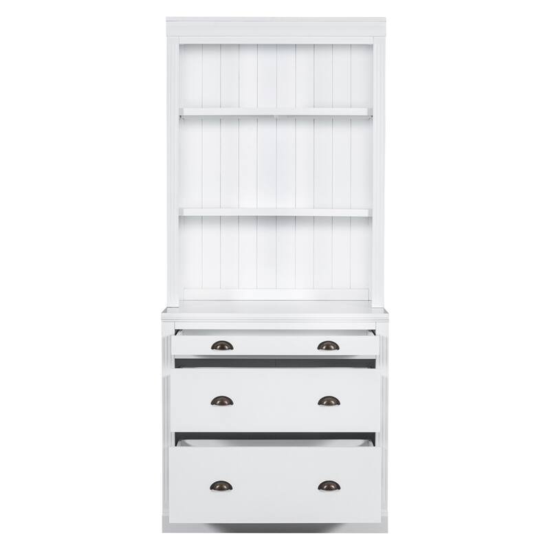 Modern Storage Bookcase with LED Lighting and Drawer
