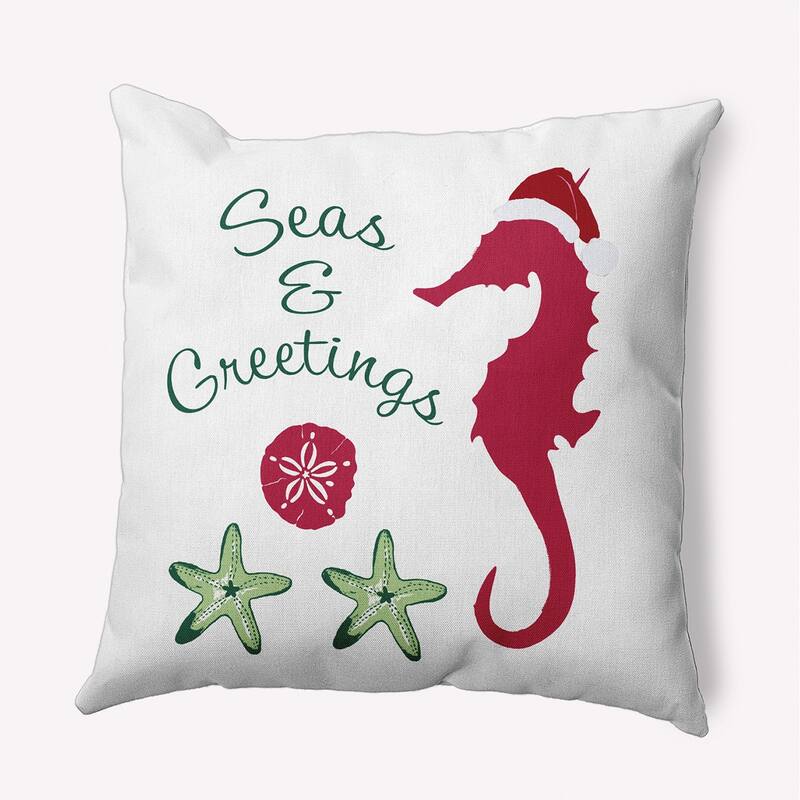 Seas and Greetings Christmas Accent Pillow - 26" x 26" - Christmas Pink