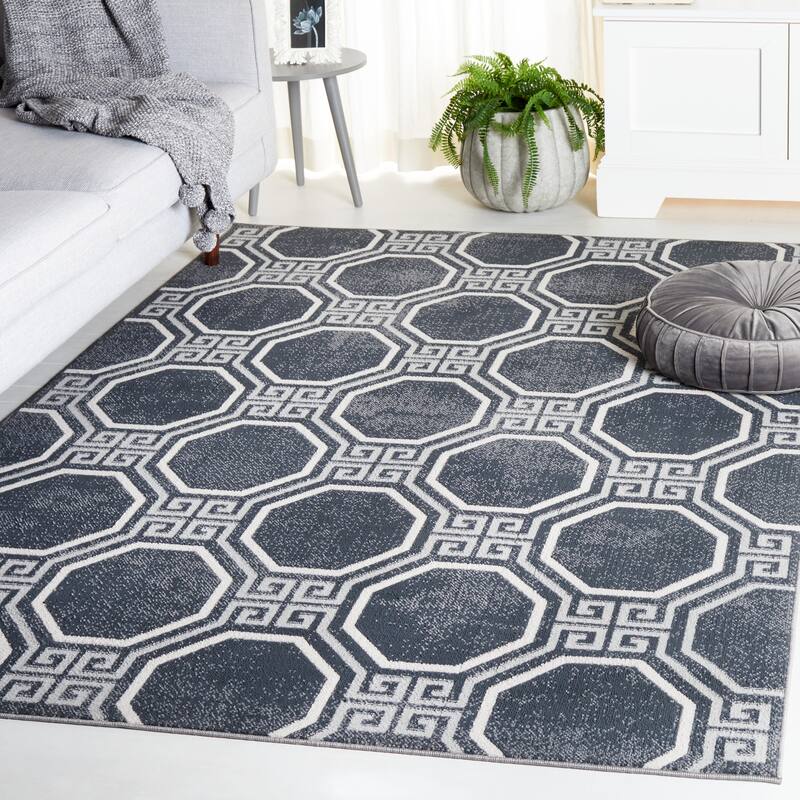 SAFAVIEH Odyssey Metha Modern Rug - 6'7" Square - Black/Grey