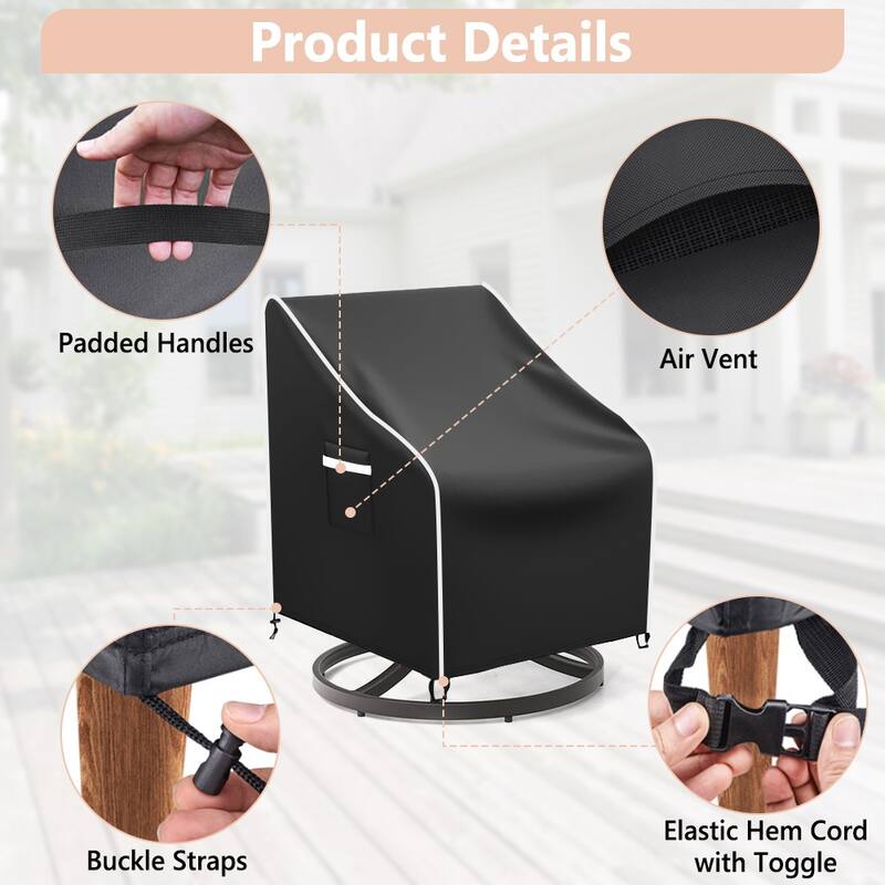 2 Pack Waterproof Outdoor Swivel Lounge Chair Cover
