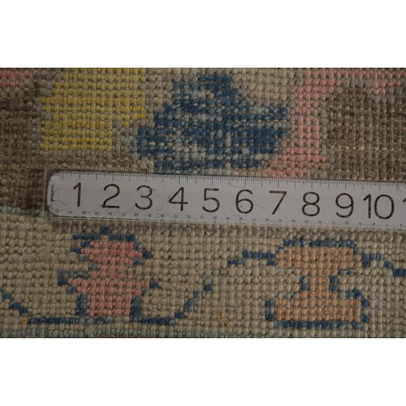 Hand Knotted Oriental 100% Wool Carpet Transitional All-Over Brown Oushak Area Rug - 13' 6'' X 10' 5''