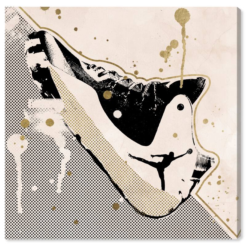 Wynwood Studio 'Inverted Basketball Sneaker 'Fashion and Glam Wall Art Canvas Print Shoes - Black, Gold