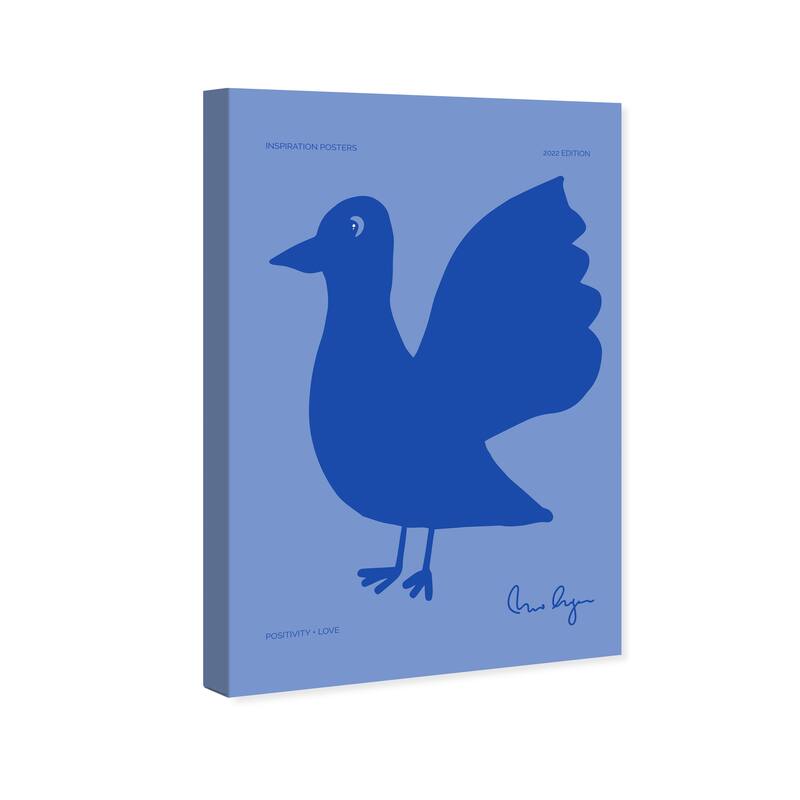 Wynwood Studio Canvas Animals Blue Bird Landing Blue and Modern & Contemporary Wall Art Canvas Print