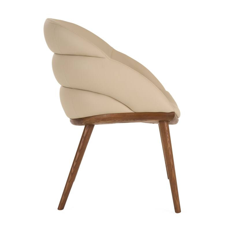 Modrest Michael Mid-Century Modern Beige Vegan Leather & Walnut Dining Chair