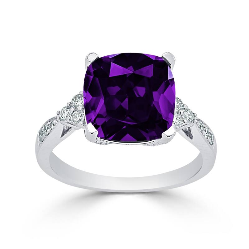 Auriya 3 1/8ct Fancy Cushion Purple Amethyst and Diamond Engagement Ring 1/4ctw 14k Gold