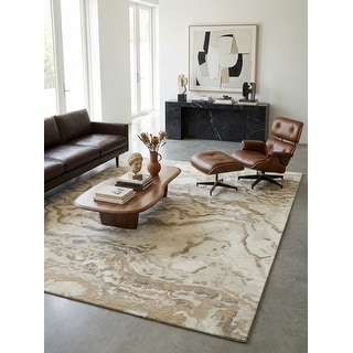 Cortero Handmade Hand Tufted New Zealand Wool Gold/Ivory Area Rug ...