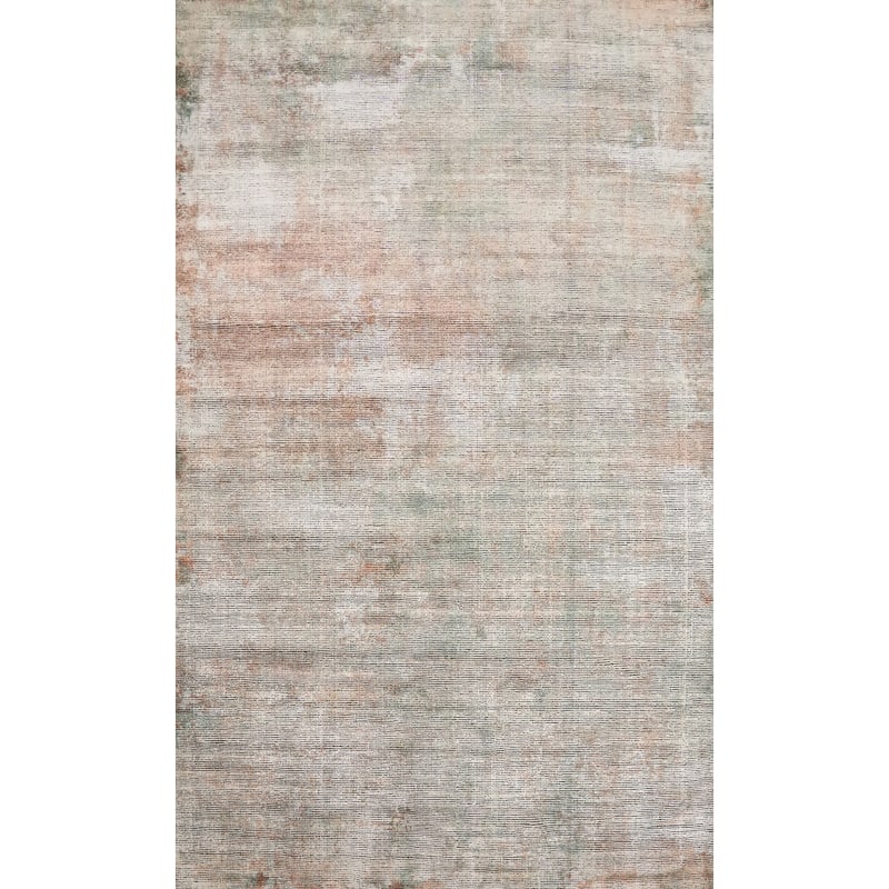 Hand Knotted Oriental Viscose Silk Carpet Modern Abstract Multi-Colored Abstract Area Rug - 9' 1'' X 6' 0''